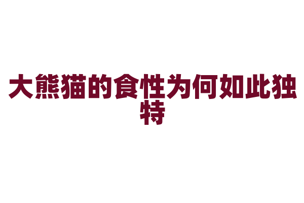 大熊猫的食性为何如此独特？