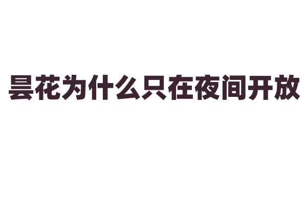 昙花为什么只在夜间开放，而且花期那么短？