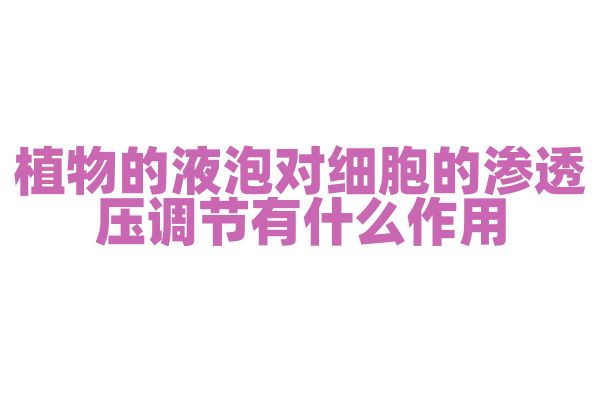植物的液泡对细胞的渗透压调节有什么作用？