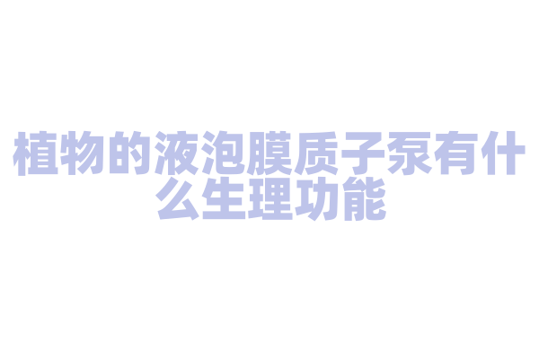 植物的液泡膜质子泵有什么生理功能？
