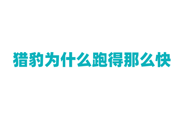 猎豹为什么跑得那么快？
