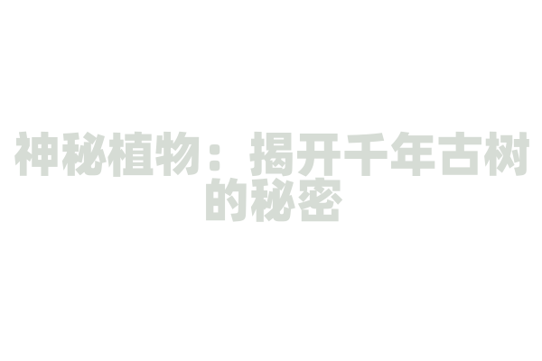 神秘植物：揭开千年古树的秘密
