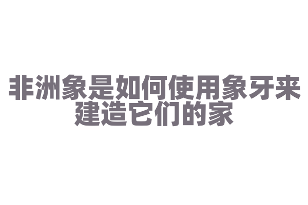 非洲象是如何使用象牙来建造它们的家？